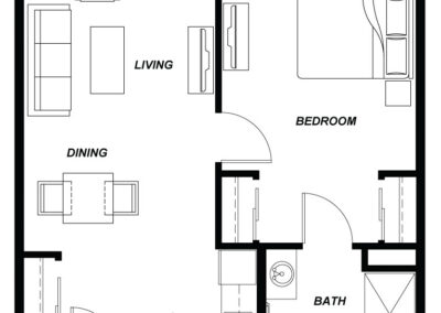 Suzanne Elise One Bedroom 615-800 sq ft floor plan